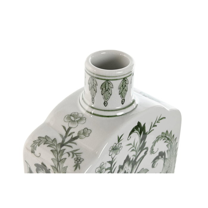 DKD Home Decor Jarrón de Porcelana con Hojas Verdes DKD Home Decor Jarrón de Porcelana con Hojas Verdes