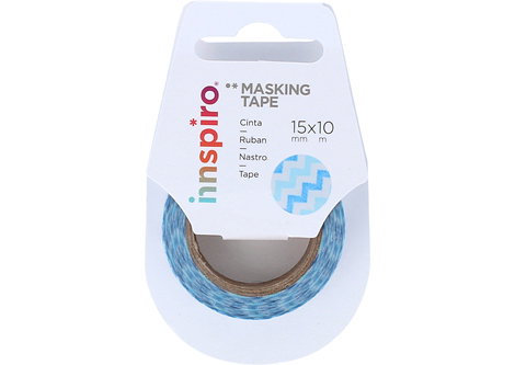 Innspiro Cinta masking tape Washi zig zag azules 15mm x 10m Serie Ultramar