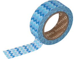 Innspiro Cinta masking tape Washi zig zag azules 15mm x 10m Serie Ultramar