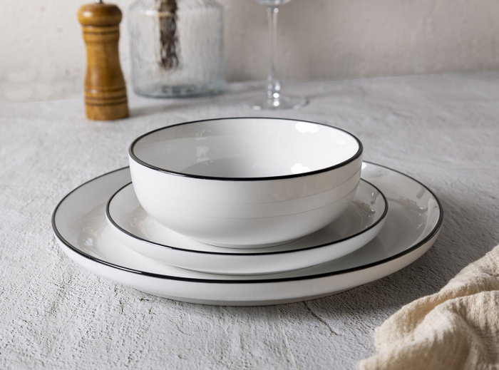 DKD Home Decor Set de Vajilla de 18 Piezas en Porcelana Blanca