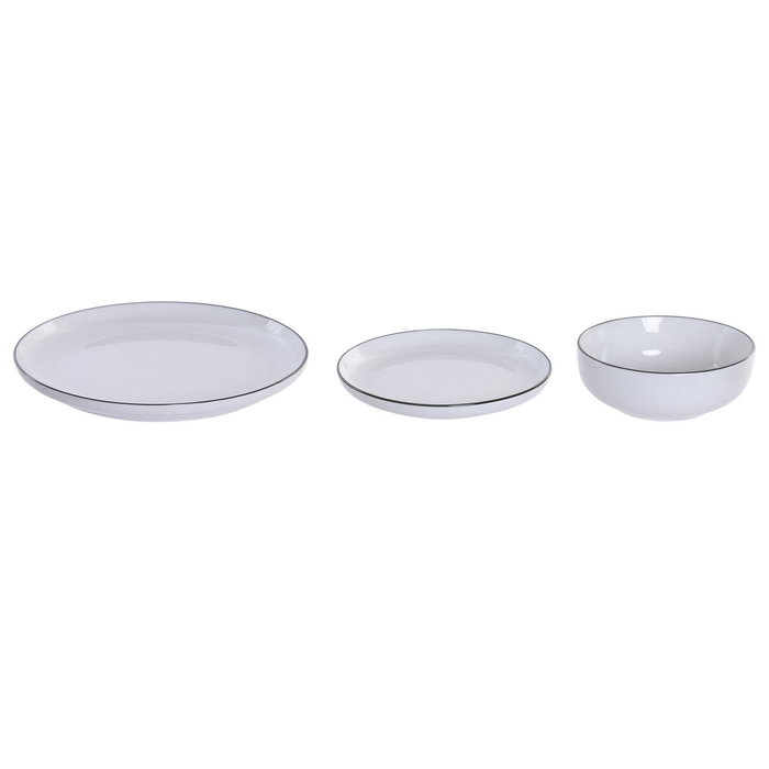 DKD Home Decor Set de Vajilla de 18 Piezas en Porcelana Blanca