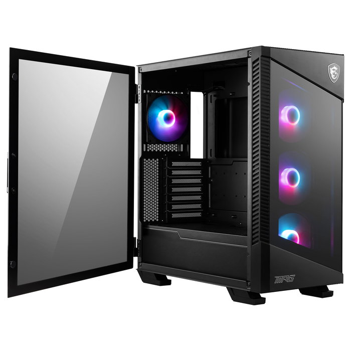 MSI MPG VELOX 100R Torre ATX Midi para Gaming, Negro, con Ventana Lateral y 4 Ventiladores ARGB (3x 120 mm Frontal, 1x 120 mm Trasero)