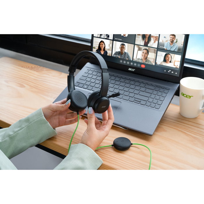 Acer AHW250 Auriculares Negro con Conexión USB-A y Sonido Estéreo