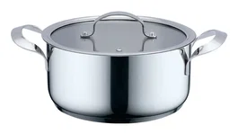 Haeger PA-18H.001A Cacerola Sartén Multiuso de Acero Inoxidable 18cm, con Tapa de Cristal, 18L, Apta para Gas, Inducción y Todo Tipo de Placas