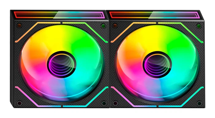 Mars Gaming MF-3DPROX2R Kit 2 Ventiladores PC ARGB 120mm Aspas Invertidas, PWM, Silencioso (12 dB), Triple Infinity Mirror, Negro - Refrigeración Chasis