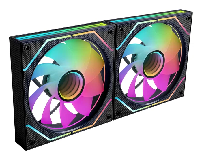 Mars Gaming MF-3DPROX2R Kit 2 Ventiladores PC ARGB 120mm Aspas Invertidas, PWM, Silencioso (12 dB), Triple Infinity Mirror, Negro - Refrigeración Chasis