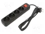 Lanberg Regleta de extensión 4x PL con interruptor, 1,5m, negra
