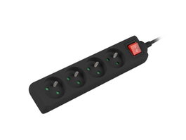 Lanberg Regleta de extensión 4x PL con interruptor, 1,5m, negra