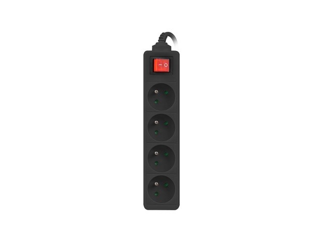 Lanberg Regleta de extensión 4x PL con interruptor, 1,5m, negra