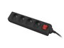 Lanberg Regleta de extensión 4x PL con interruptor, 1,5m, negra