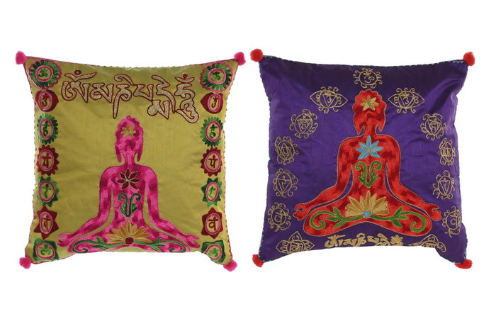 DKD Home Decor Cojines de Yoga Bordados Multicolor DKD Home Decor Cojines de Yoga Bordados Multicolor