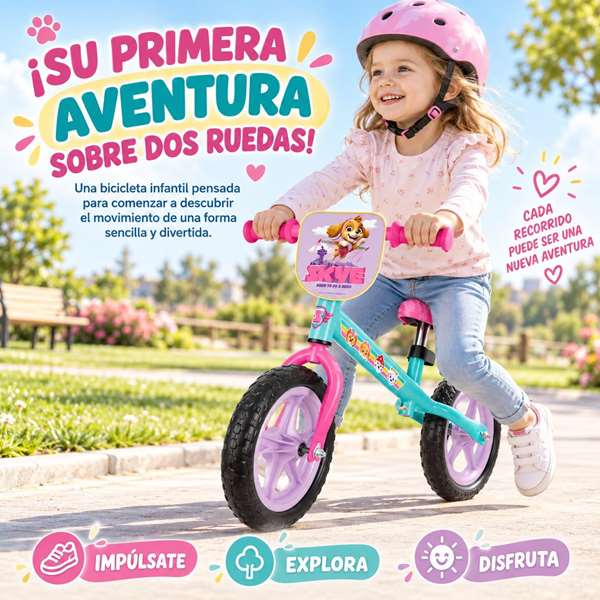 JugaToys Bicicleta sin pedales 12 pulgadas Skye y Everest JugaToys Bicicleta sin pedales 12 pulgadas Skye y Everest