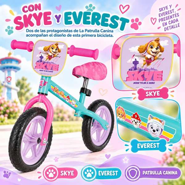 JugaToys Bicicleta sin pedales 12 pulgadas Skye y Everest JugaToys Bicicleta sin pedales 12 pulgadas Skye y Everest