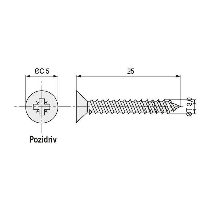 ABC SPAX-S Tornillo Rosca Madera Cabeza Plana Pozidriv Wirox A3J Largo 25Mm Diámetro 3Mm (Set de 1000)