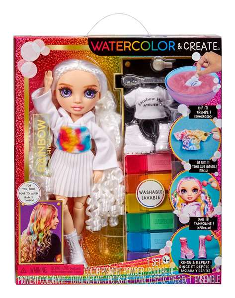MGA Rainbow High Watercolor & Create Muñeca Ojos Morados 22 cm con Accesorios Varios