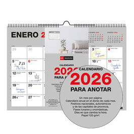 Calendario (2026) Miquelrius Pared Basic Mensual Para Escribir A5 210X148,5