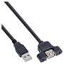 InLine 33440E Cable USB 2.0 de Conector A a Toma Hembra A, 0,6 m, Negro