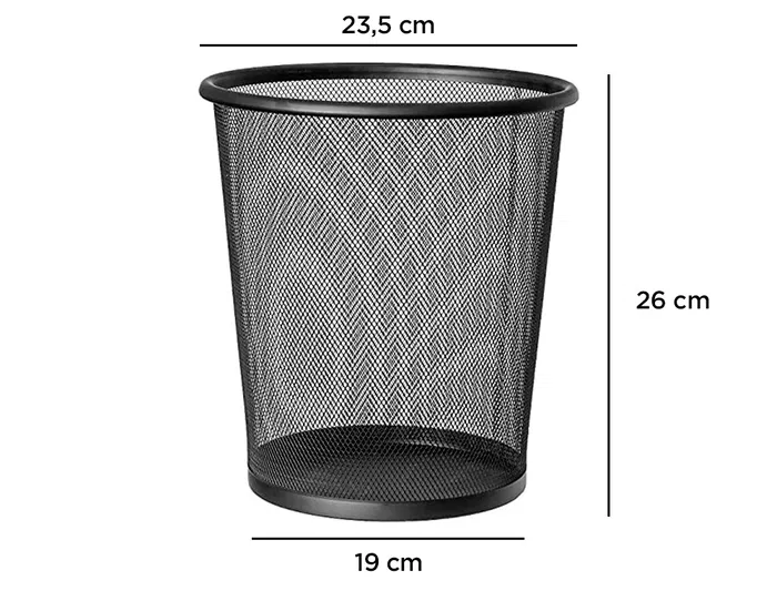 Q-connect Papelera Metálica Rejilla Negra 190x260x235 mm