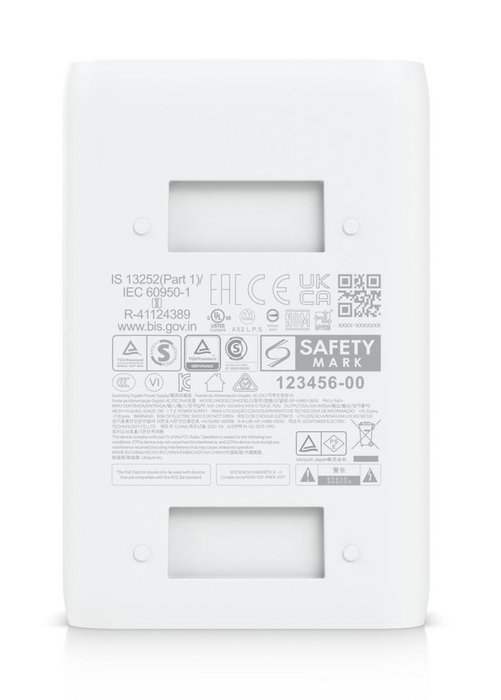 Ubiquiti Adaptador PoE+ 30W, 48V DC 0.65A 100-240V AC 50/60Hz para dispositivos UniFi Ubiquiti Adaptador PoE+ 30W, 48V DC 0.65A 100-240V AC 50/60Hz para dispositivos UniFi