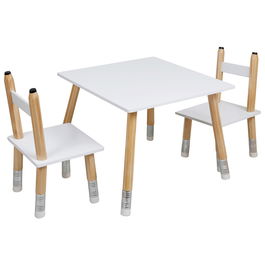 Home Deco Kids Conjunto Mesa y 2 Sillas Infantil Lápiz 55x55 cm Mesa 42,8 cm Altura Silla 51,5 cm Altura Asiento 23,5 cm