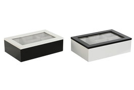 DKD Home Decor Caja para Infusiones MDF y Cristal 23x15x6,5 cm, Pack de 2 Surtidos