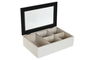 DKD Home Decor Caja de Infusiones Moderno Blanco Negro 15 x 6.5 x 23 cm (2 Unidades) MDF Cristal Metal