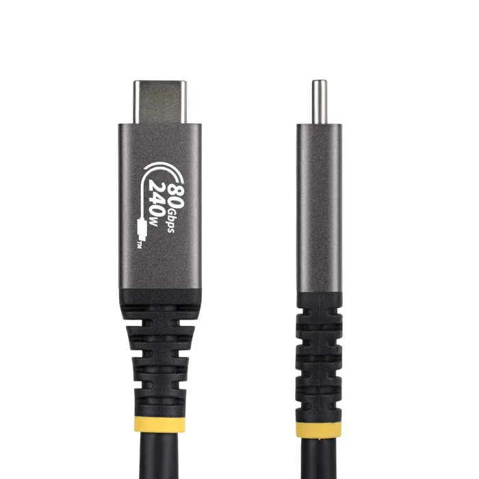 Startech Cable USB4 Gen 4x2 Certificado USB-IF 80 Gbps, 240W, DP 2.1, 8K/120Hz, 50 cm, CC50CM80GUSB4CABLE