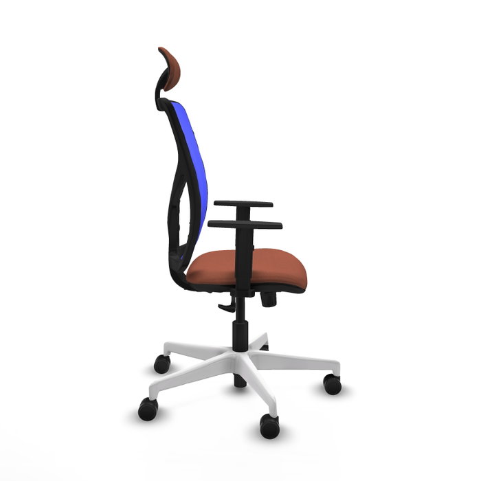 PIQUERAS Y CRESPO Silla de oficina Motilla con mecanismo Sincro, tela marrón y malla azul PIQUERAS Y CRESPO Silla de oficina Motilla con mecanismo Sincro, tela marrón y malla azul