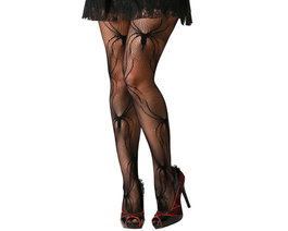 Atosa Pantys de Red Negra con Diseño de Telaraña y Arañas para Halloween
