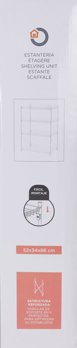 Confortime Estantería 4 Niveles Metal 52 cm x 34 cm x 86 cm (2 Unidades)