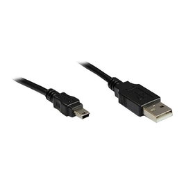 Alcasa Cable USB 2.0, USB A Macho a Mini-USB B Macho, 0.15m, Negro - GoodConnections USB2.0 Kabel A-Mini B5pol. schw. 0,15m