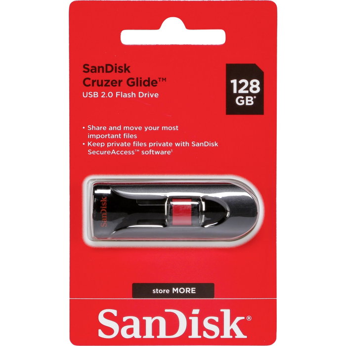 SanDisk Cruzer Glide 128GB USB 2.0 Negro, Rojo SanDisk Cruzer Glide 128GB USB 2.0 Negro, Rojo