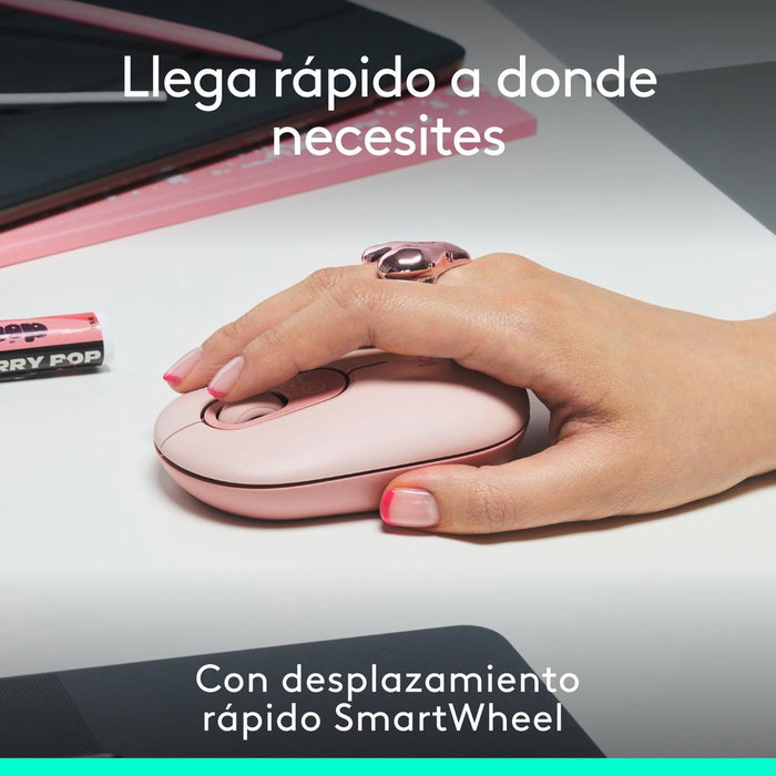 Logitech Ratón Inalámbrico Pop Mouse Rosa, Diseño Cómodo y Ligero, Sensor Óptico de Alta Precisión, Conectividad Bluetooth