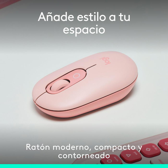 Logitech Ratón Inalámbrico Pop Mouse Rosa, Diseño Cómodo y Ligero, Sensor Óptico de Alta Precisión, Conectividad Bluetooth