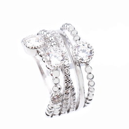 Diamonfire Anillo de Plata con Circonitas Talla 17 Gris