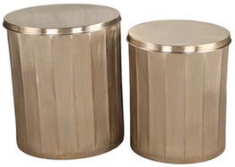DKD Home Decor Set de 2 Mesitas Auxiliares de Metal con Tapa, Dorado