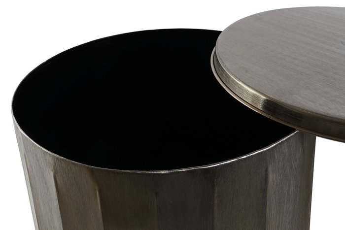 DKD Home Decor Set de 2 Mesitas Auxiliares de Metal con Tapa, Dorado DKD Home Decor Set de 2 Mesitas Auxiliares de Metal con Tapa, Dorado