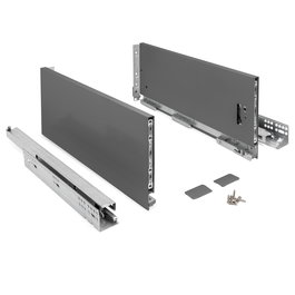 HERRAJES ALK Cajón QUBE Antracita H185 Extracción Total Medida 350mm Cierre Amortiguado Guías Invisibles 1383.204