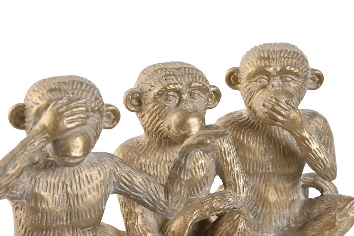 DKD Home Decor Figura Mono Resina Dorado 10 x 14 x 14 cm