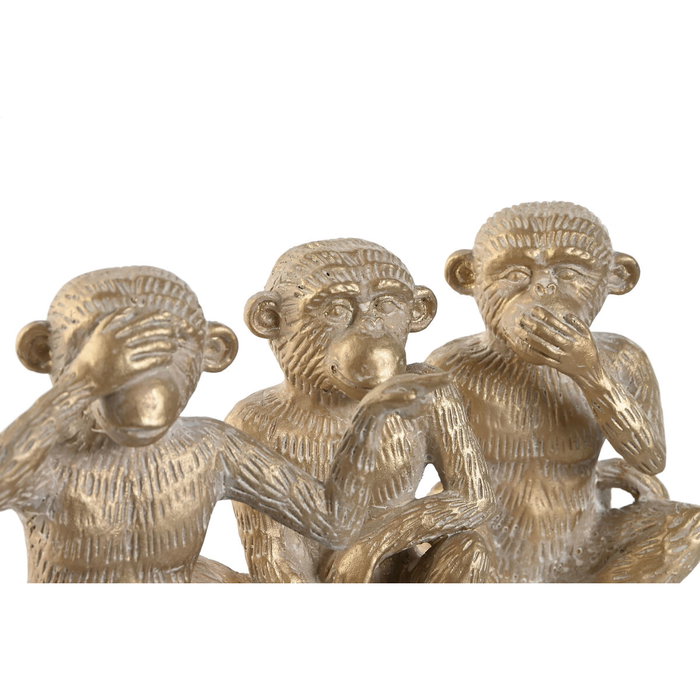 DKD Home Decor Figura de Mono en Resina, Surtido de 3 Unidades, Dorado
