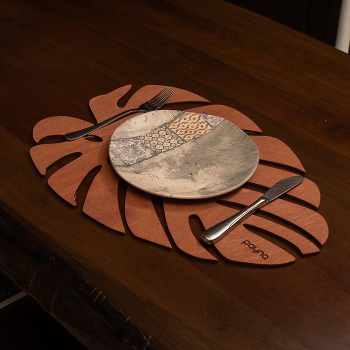 Hermia Monstera - Rose Juego de 4 Salvamanteles de Madera, 33 x 45 cm, Color Rosa Hermia Monstera - Rose Juego de 4 Salvamanteles de Madera, 33 x 45 cm, Color Rosa