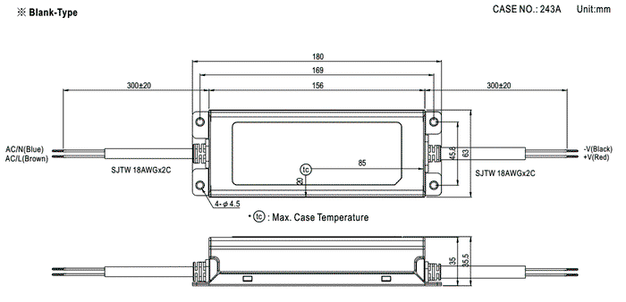 MEAN WELL ELG-75-C500 Alimentador LED 75W 500mA IP67