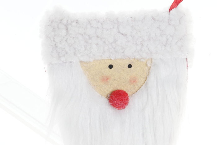 DKD Home Decor Decoración Colgante Navidad Tradicional, Calcetín de Fieltro, Rojo y Blanco, 1 x 16 x 20 cm (12 Unidades)