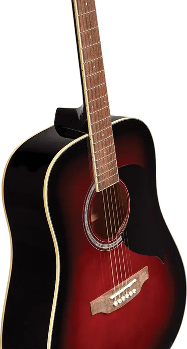 EKO Guitarra Electroacústica Dreadnought Ranger 6 Rojo Sunburst Brillante Cutaway