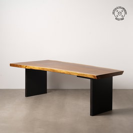 Mesa Comedor Natural Madera-Hierro Salón 300 X 80 X 80 cm