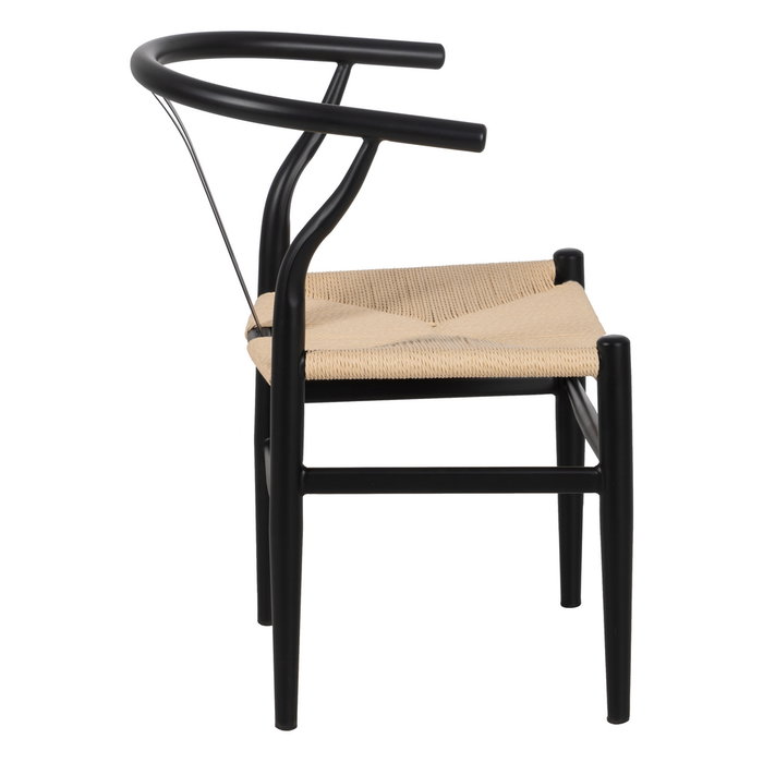 Silla Negro-Natural Metal Salón 54 X 53 X 75 cm (Set de 2)