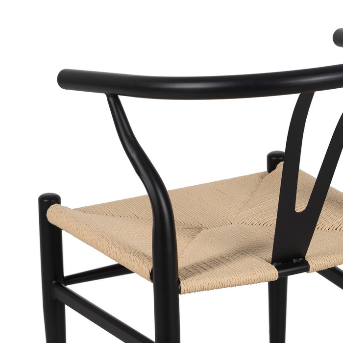 Silla Negro-Natural Metal Salón 54 X 53 X 75 cm (Set de 2)