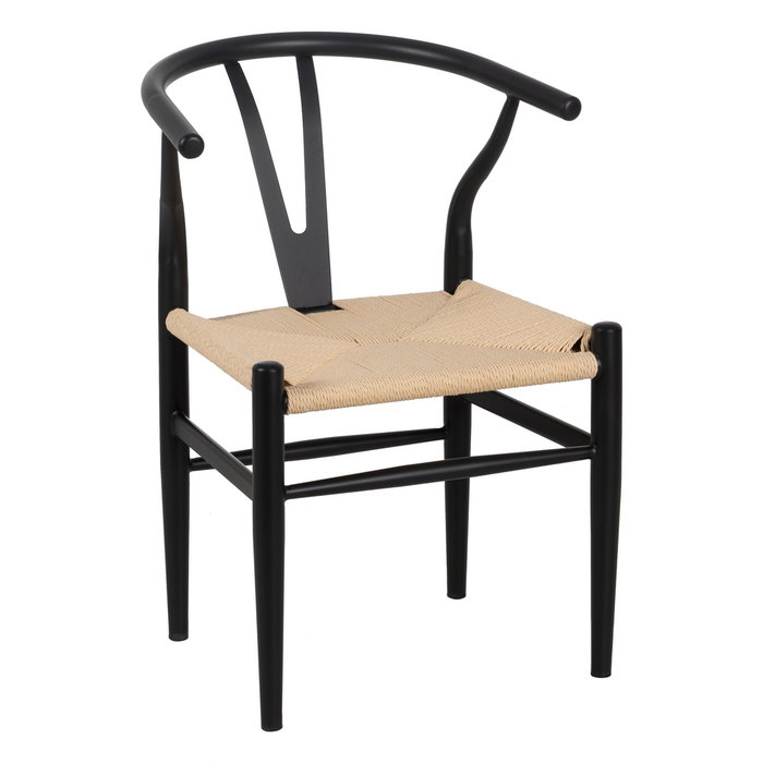 Silla Negro-Natural Metal Salón 54 X 53 X 75 cm (Set de 2)