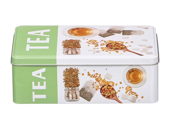 KINVARA Caja de Hojalata Relieve Té Estampado