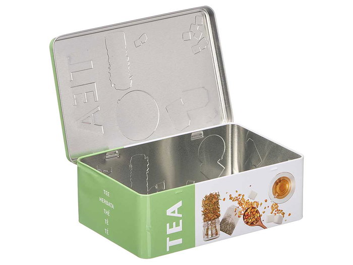 KINVARA Caja de Hojalata Relieve Té Estampado